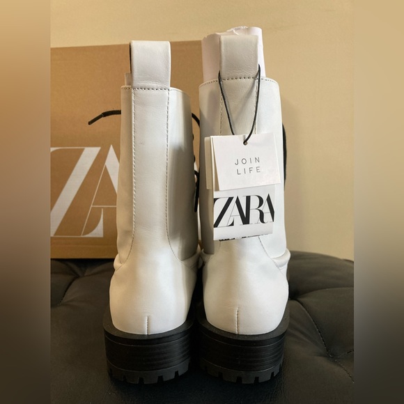 (NEW) Zara laced leather boots 7.5 - Picture 4 of 8